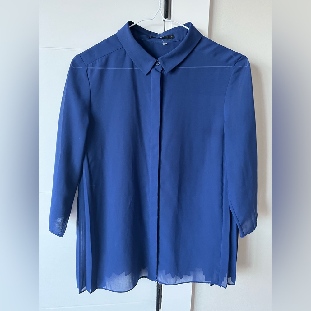 COS Navy Sheer Blouse